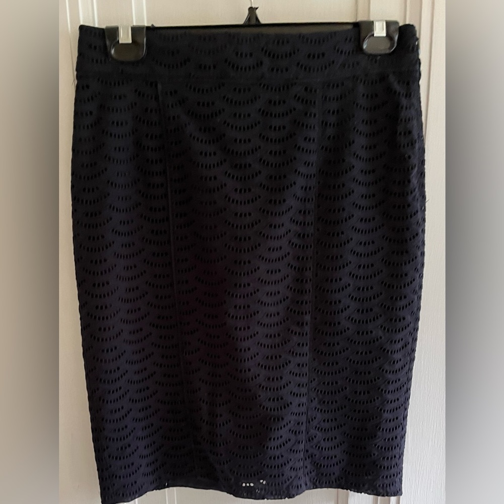 Ann Taylor Black Eyelet Lace Pencil Skirt